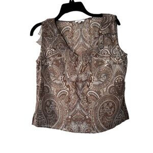 Escada 100% Silk Paisley Top | Size 40 | Brown | EUC